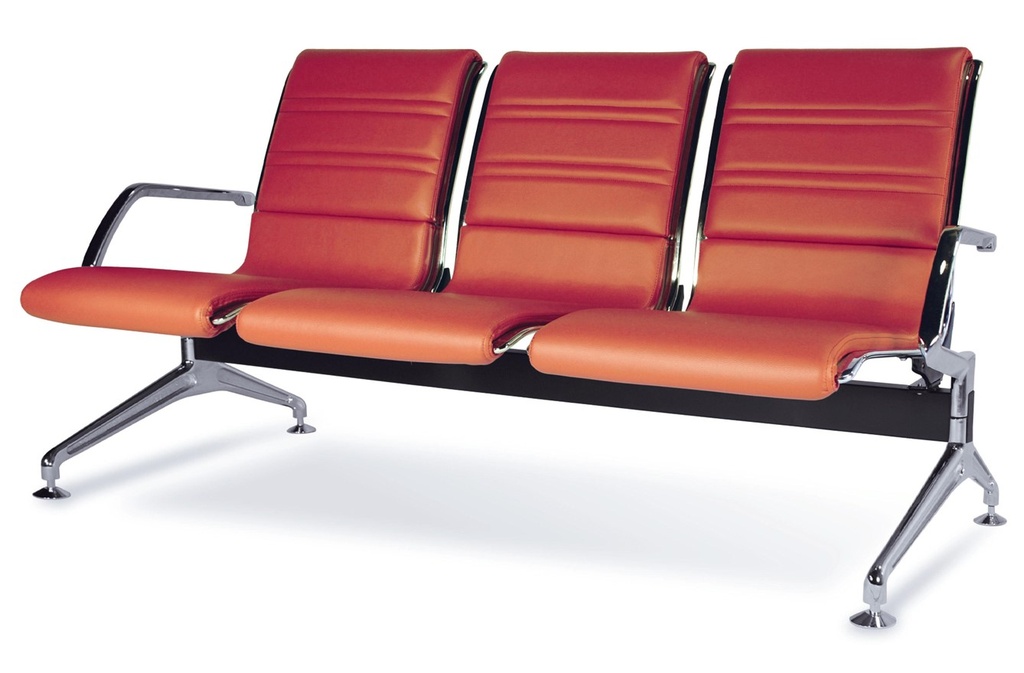 [EB-E09-0010] 公共排椅｜人造皮、三人2扶手、金屬腳 (W181*D67*H81　EB-E09-0010)